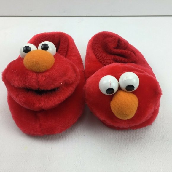Sox Tab Elmo Slippers Socks Soft Shoes Sesame Street Red Kids L 9-10 - Picture 1 of 11